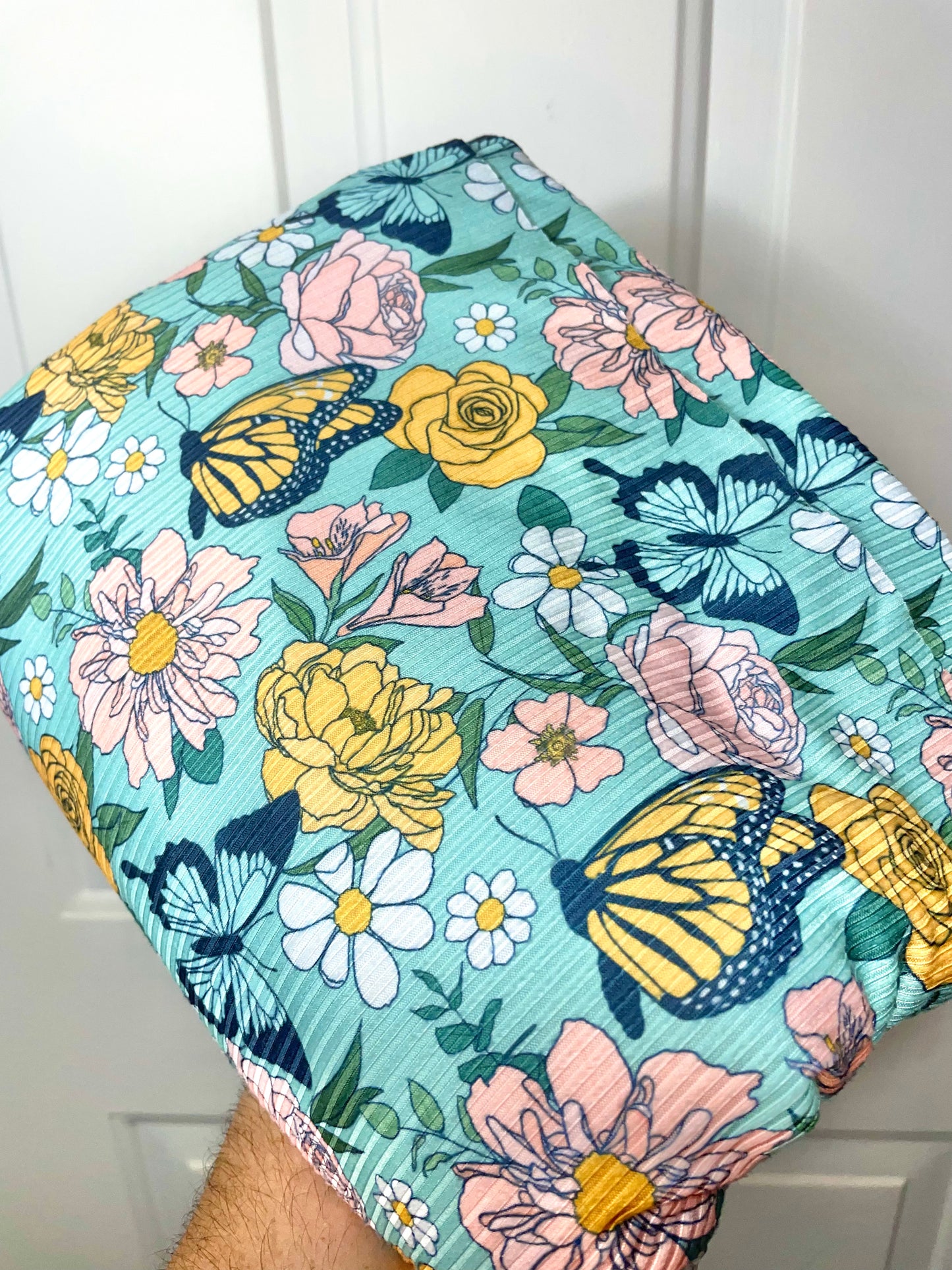 Floral Butterflies-Rib Knit