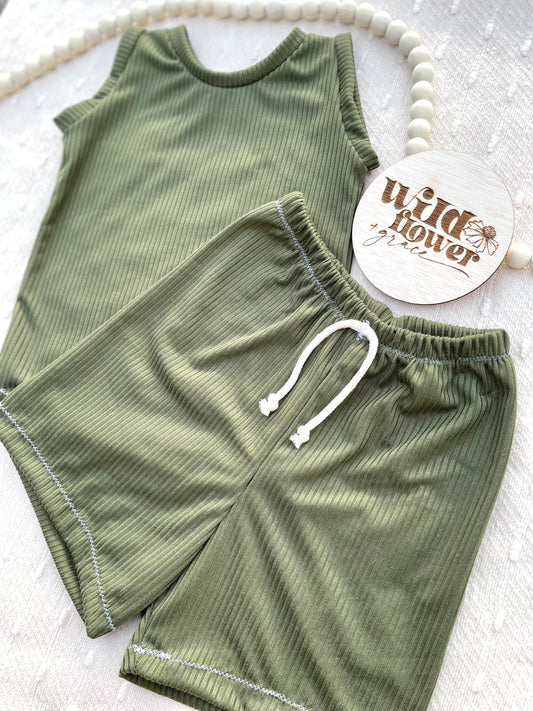 Solid Hunter Green- Rib Knit