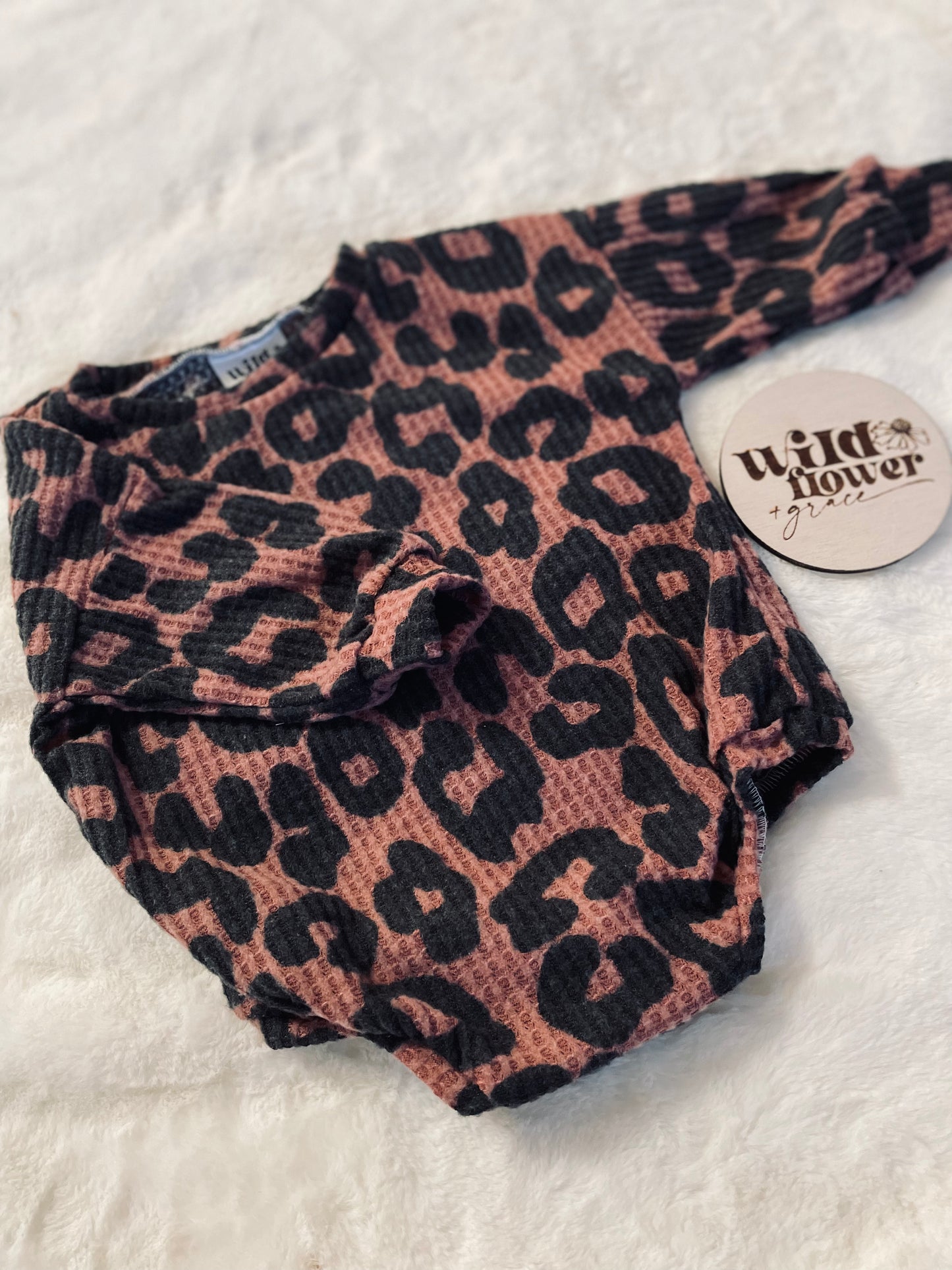 Leopard Sweater Romper- Brushed Waffle