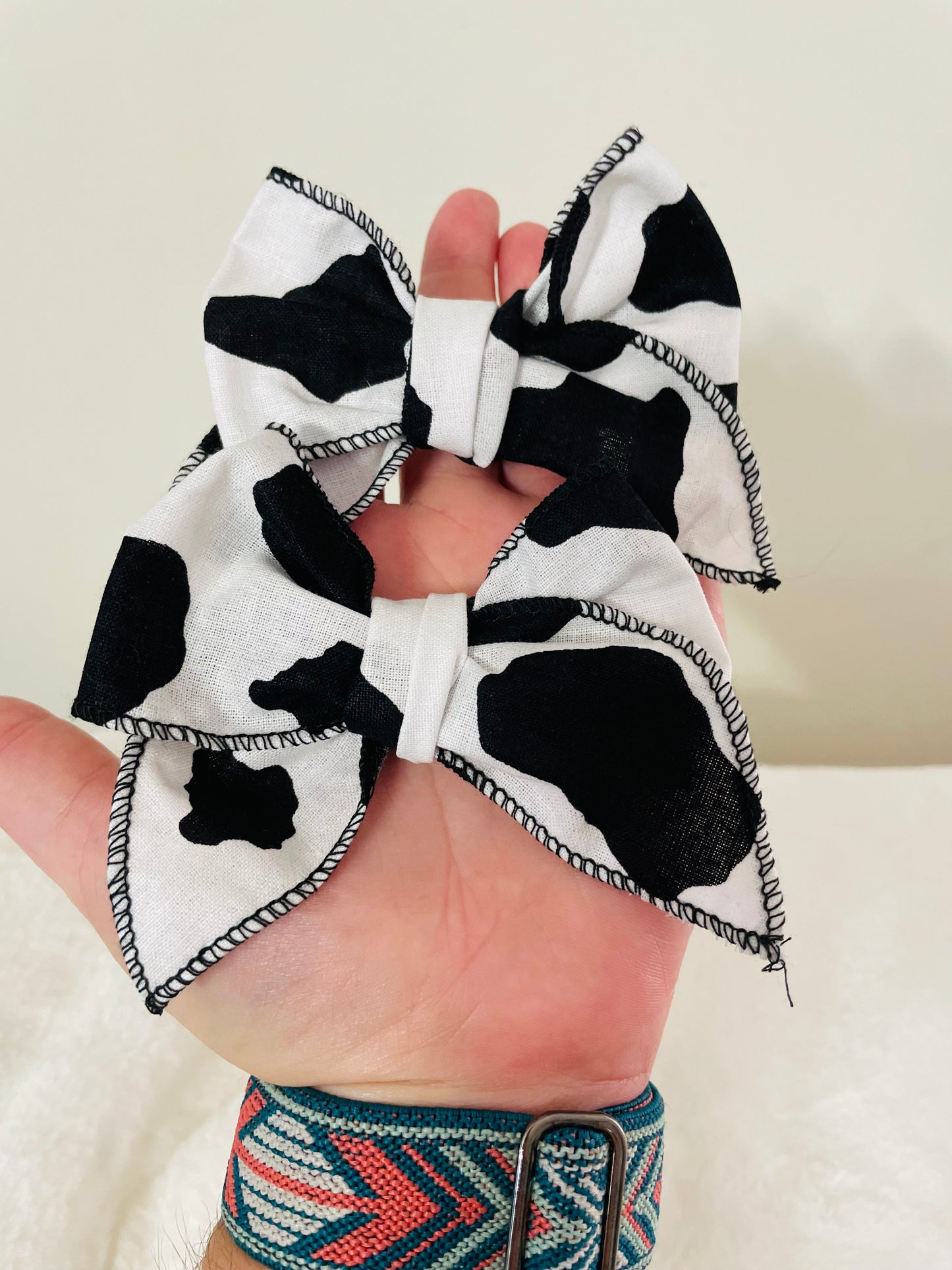 Cow Print Small Dainty Bow